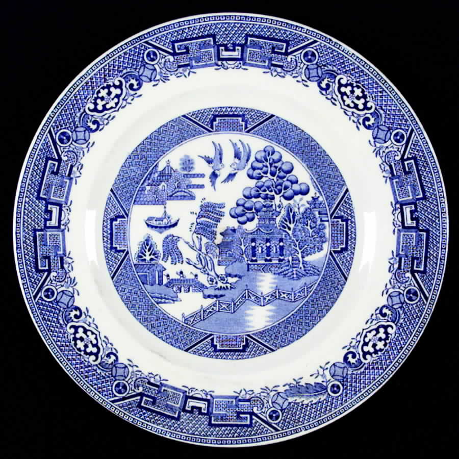 Willow Blue (Newer, Pagoda Backstamp) Dinner Plate by Ridgway (Ridgways)-1