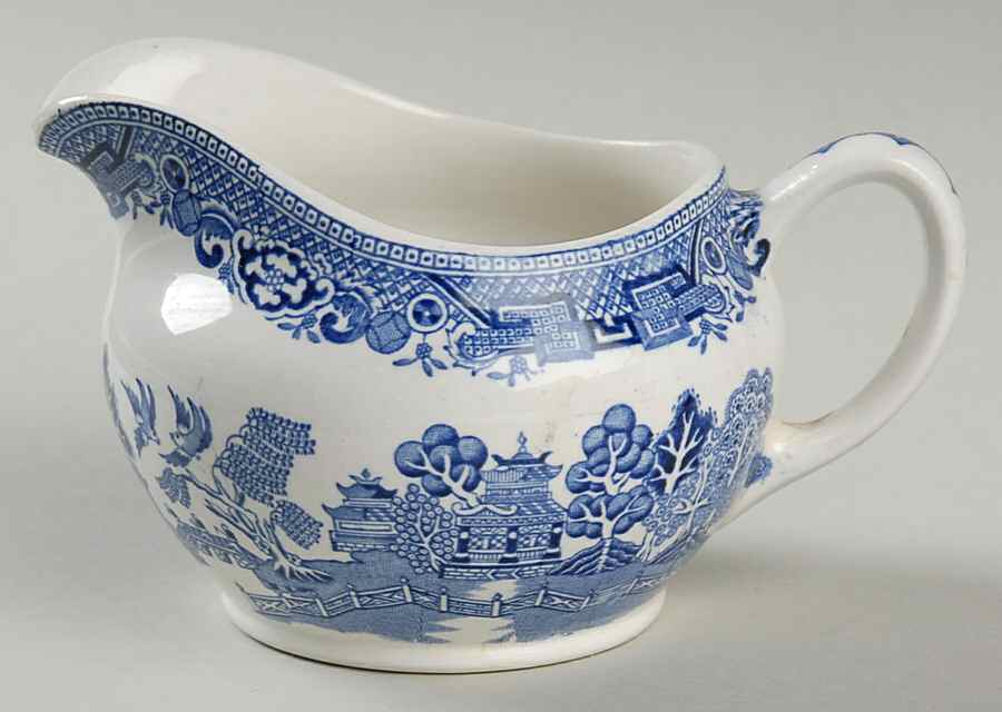 Willow Blue (Newer, Pagoda Backstamp) Creamer by Ridgway (Ridgways)-1