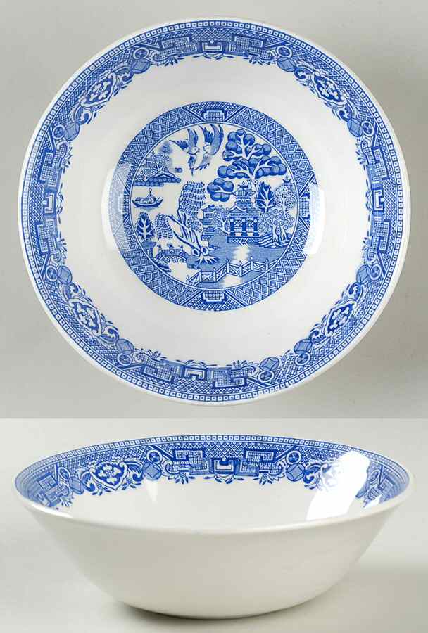 Willow Blue (Newer, Pagoda Backstamp) Coupe Cereal Bowl by Ridgway (Ridgways)-1
