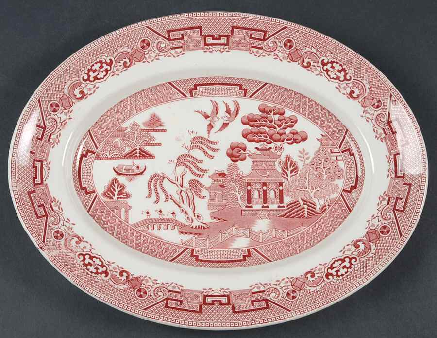 Willow Pink 12" Oval Serving Platter by Ridgway (Ridgways)-1