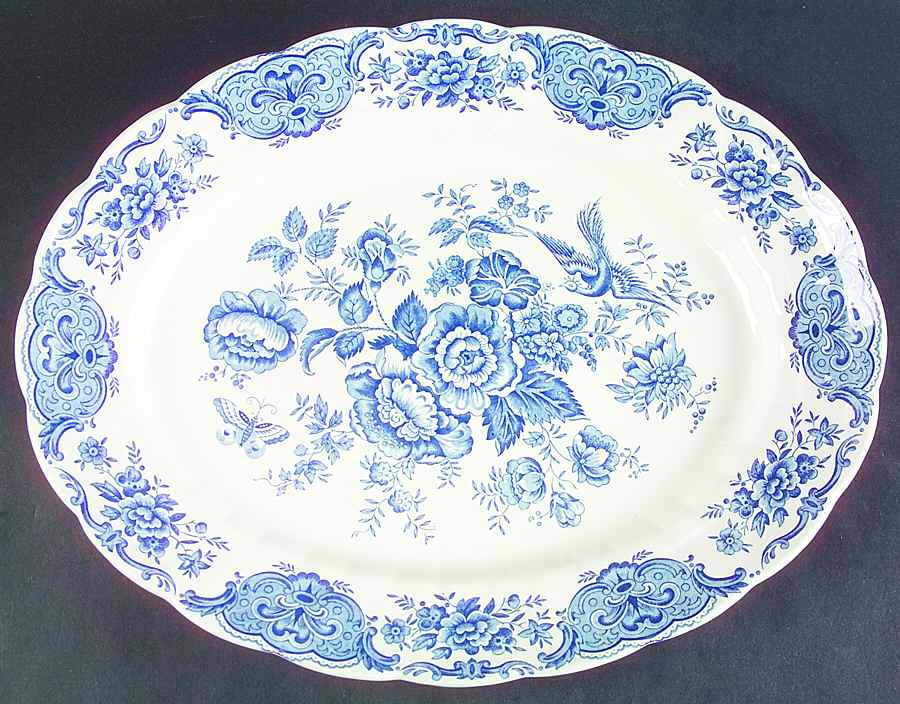 Windsor Blue 15" Oval Serving Platter by Ridgway (Ridgways)-1