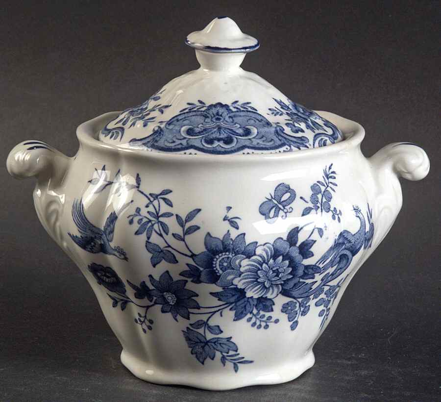 Windsor Blue Sugar Bowl & Lid by Ridgway (Ridgways)-1