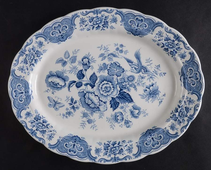 Windsor Blue 13" Oval Serving Platter by Ridgway (Ridgways)-1