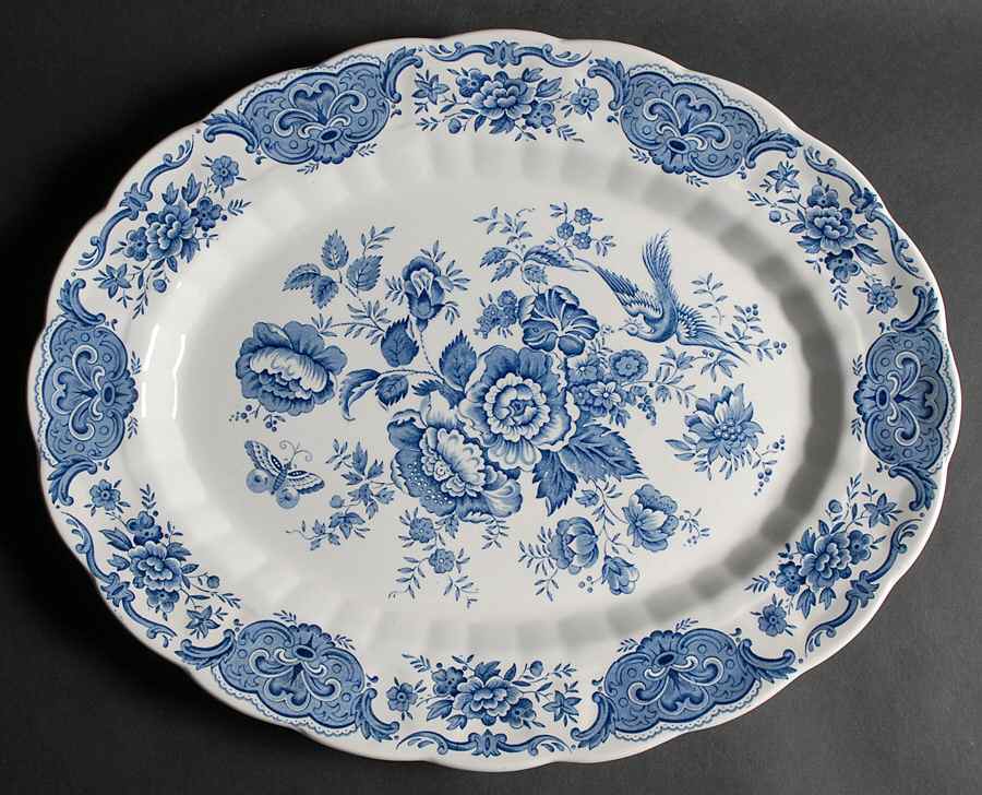 Windsor Blue 16" Oval Serving Platter by Ridgway (Ridgways)-1