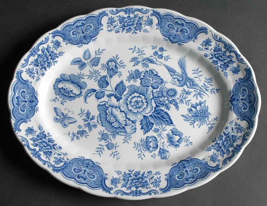 Windsor Blue 12" Oval Serving Platter by Ridgway (Ridgways)-1