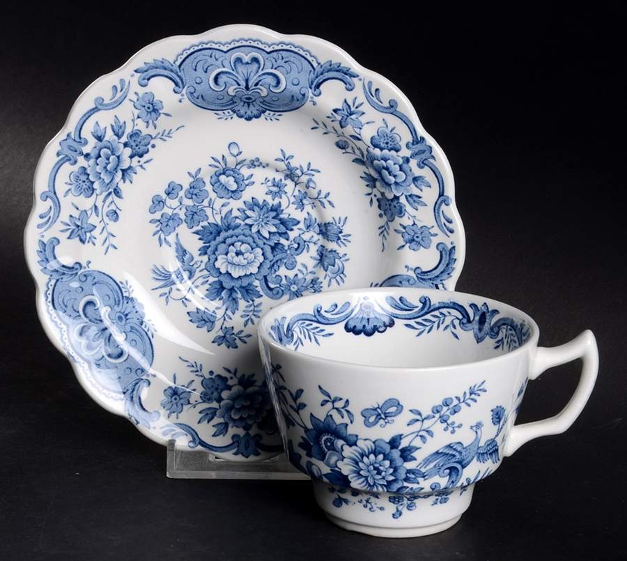Windsor Blue Flat Cup & Saucer Set by Ridgway (Ridgways)-1