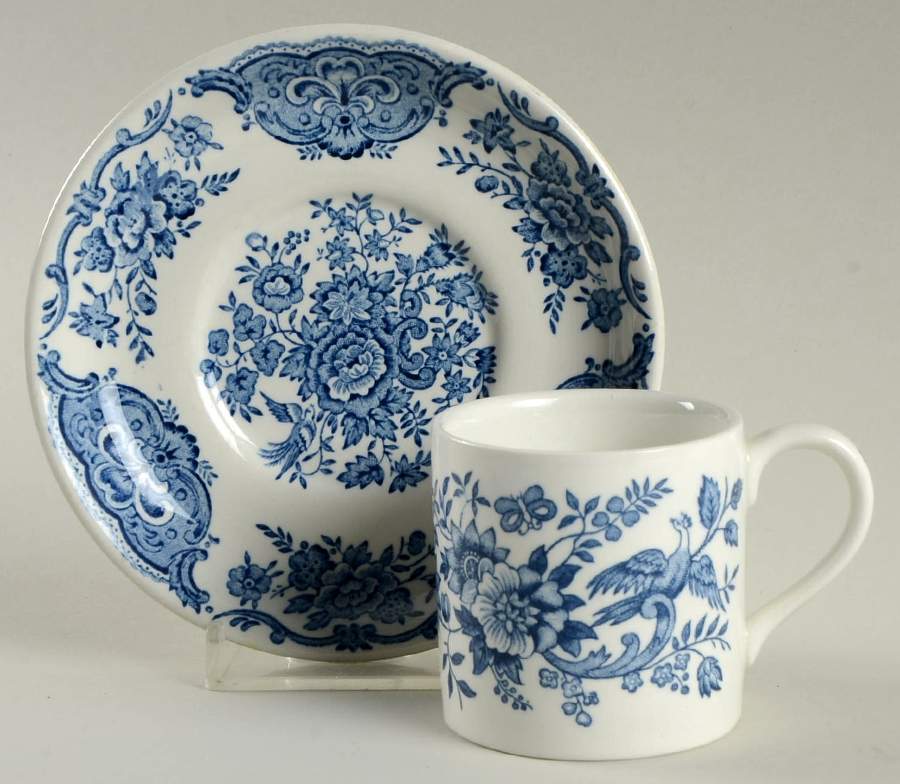 Windsor Blue Flat Demitasse Cup & Saucer Set by Ridgway (Ridgways)-1