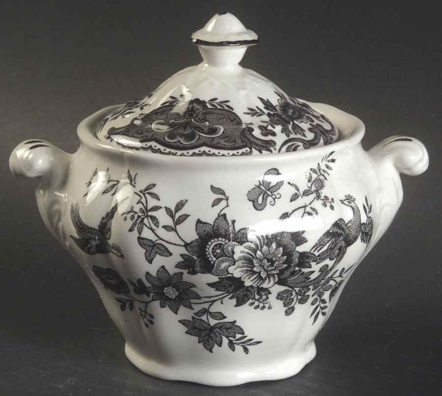 Windsor Black Sugar Bowl & Lid by Ridgway (Ridgways)-1