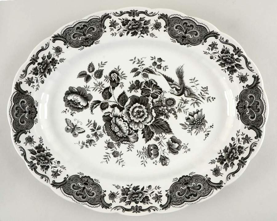 Windsor Black 15" Oval Serving Platter by Ridgway (Ridgways)-1