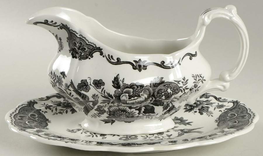 Windsor Black Gravy Boat & Underplate by Ridgway (Ridgways)-1