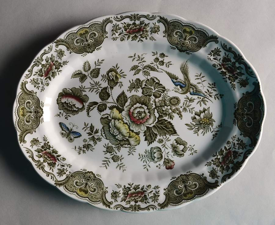 Windsor Green Multicolor 11" Oval Serving Platter by Ridgway (Ridgways)-1