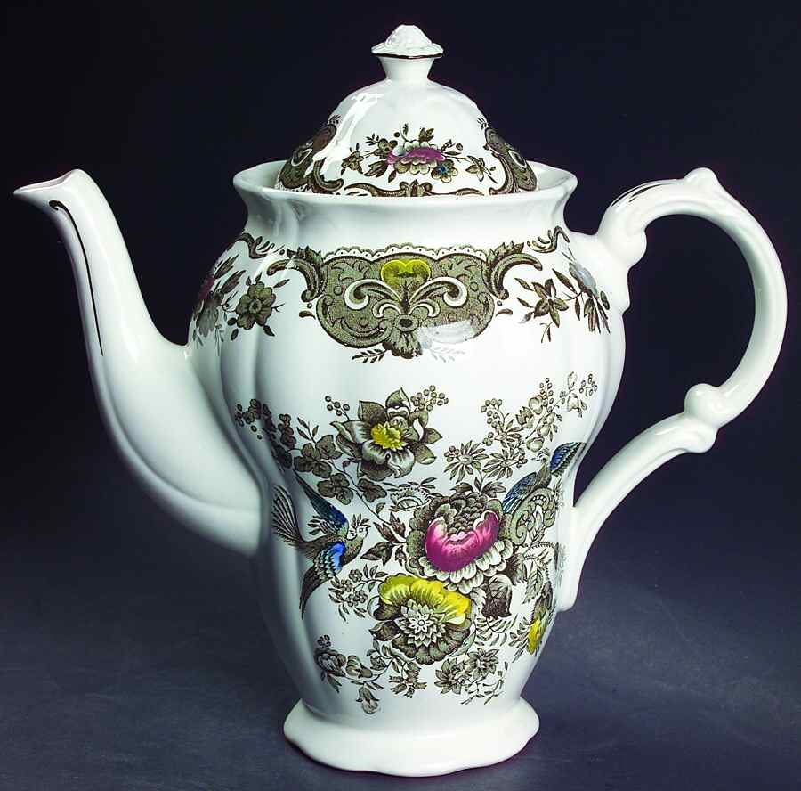 Windsor Green Multicolor Coffee Pot & Lid by Ridgway (Ridgways)-1