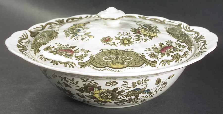 Windsor Green Multicolor Round Covered Vegetable by Ridgway (Ridgways)-1