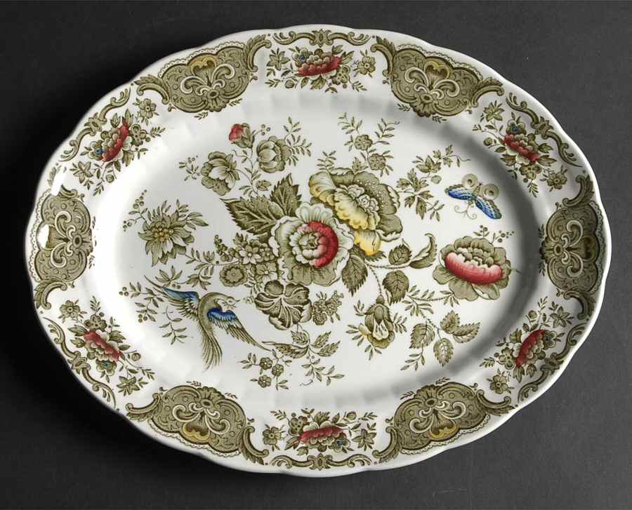 Windsor Green Multicolor 12" Oval Serving Platter by Ridgway (Ridgways)-1