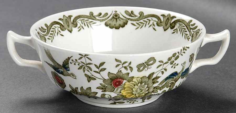 Windsor Green Multicolor Flat Cream Soup Bowl by Ridgway (Ridgways)-1