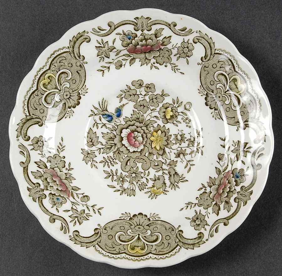 Windsor Green Multicolor Saucer for Cream Soup Bowl by Ridgway (Ridgways)-1