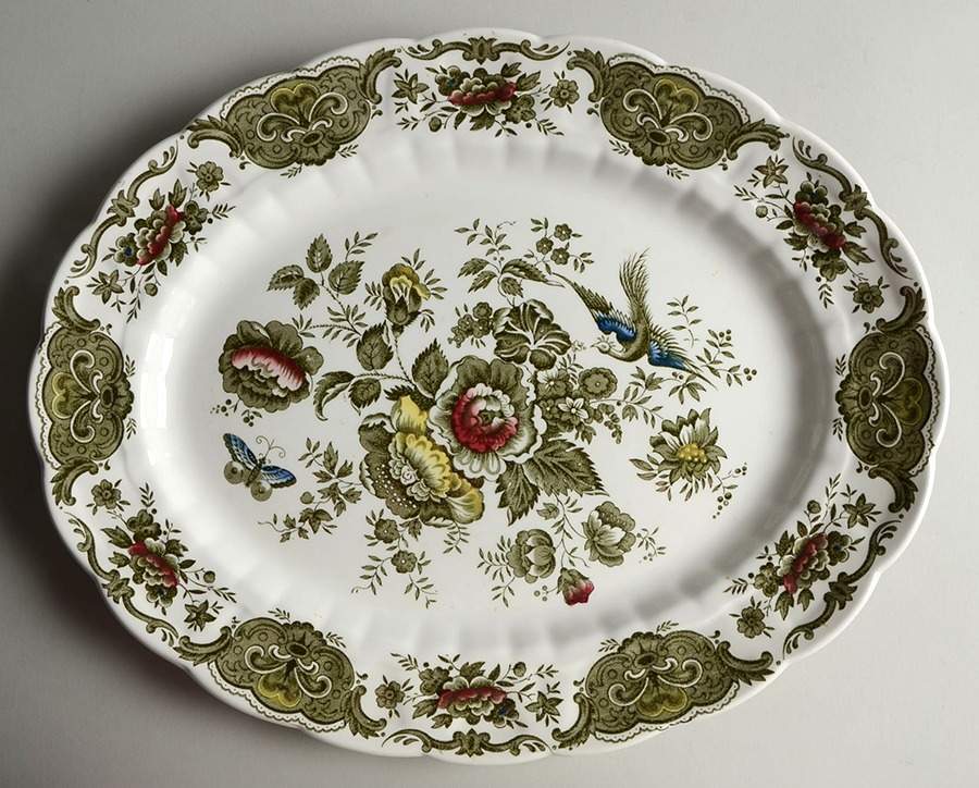 Windsor Green Multicolor 15" Oval Serving Platter by Ridgway (Ridgways)-1