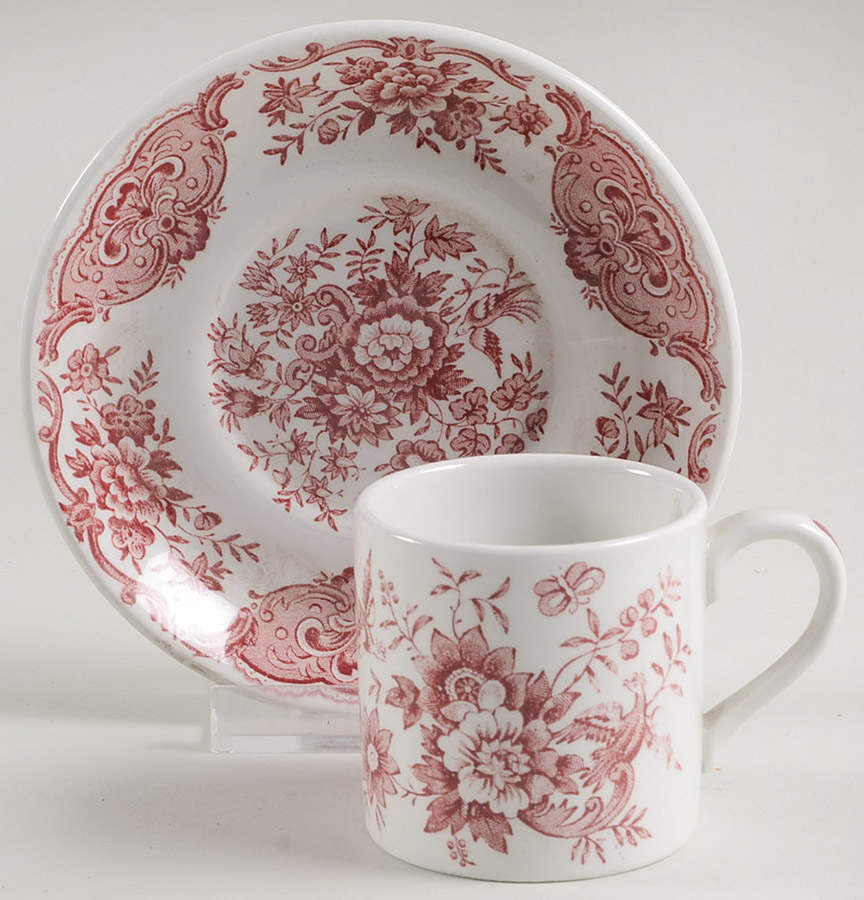 Windsor Pink Flat Demitasse Cup & Saucer Set by Ridgway (Ridgways)-1