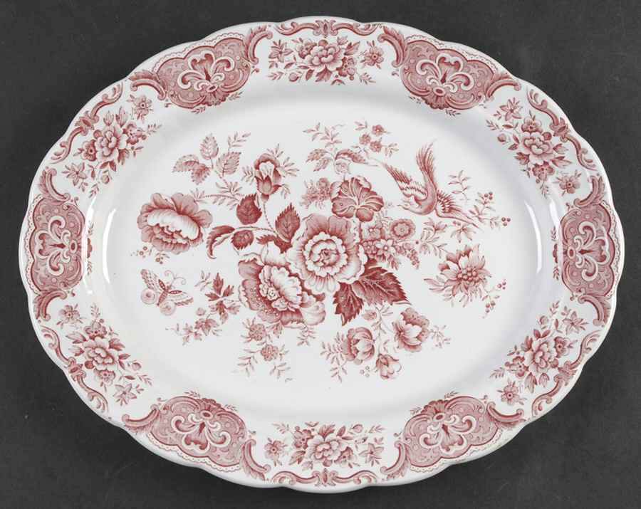 Windsor Pink 12" Oval Serving Platter by Ridgway (Ridgways)-1