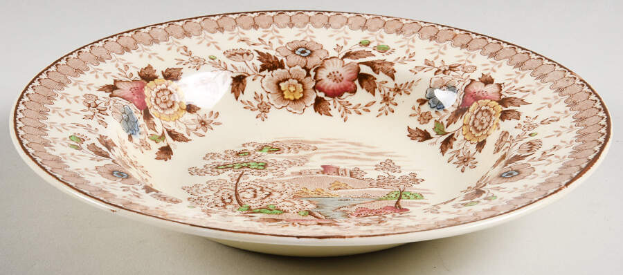 Woodland Brown (Cream Background) Rim Soup Bowl by Ridgway (Ridgways)-1