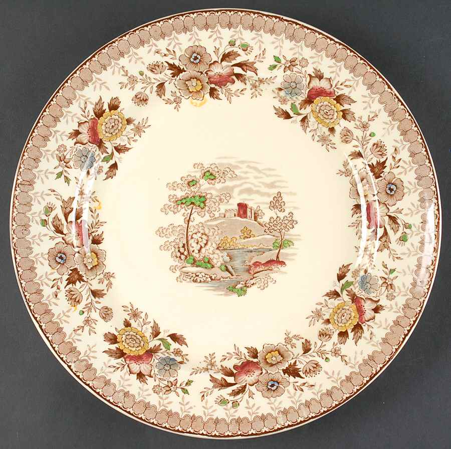 Woodland Brown (Cream Background) 12" Chop Plate (Round Platter) by Ridgway (Ridgways)-1