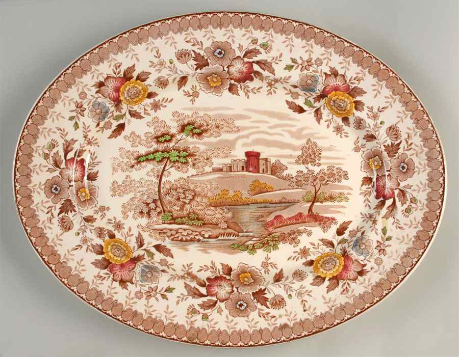 Woodland Brown (Cream Background) 16" Oval Serving Platter by Ridgway (Ridgways)-1