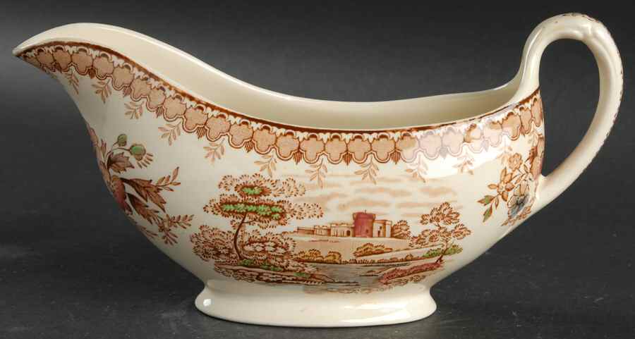 Woodland Brown (Cream Background) Gravy Boat by Ridgway (Ridgways)-1