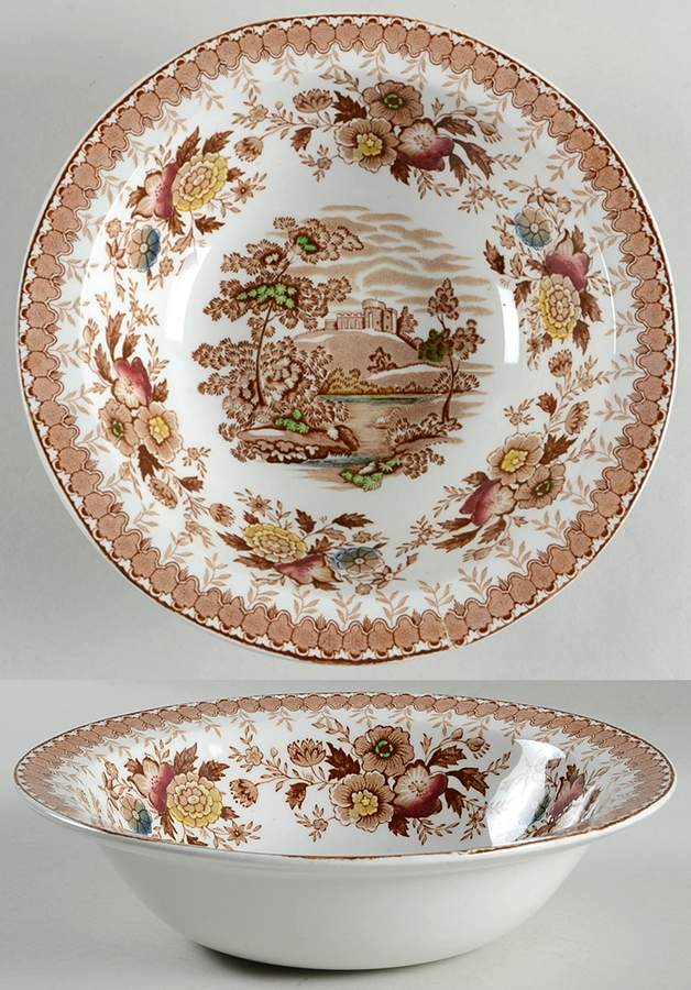 Woodland Brown (White Background) 8" Round Vegetable Bowl by Ridgway (Ridgways)-1
