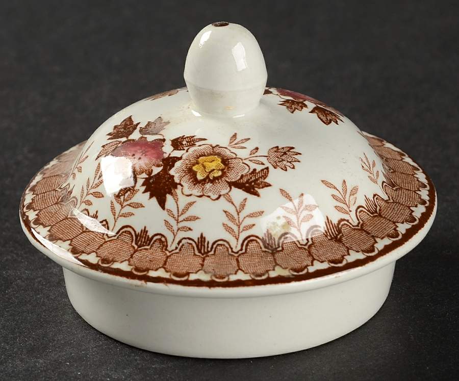 Woodland Brown (White Background) Lid for Sugar Bowl by Ridgway (Ridgways)-1