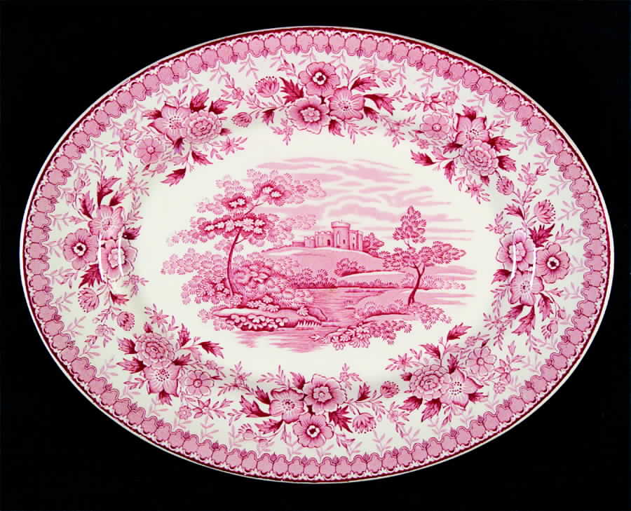 Woodland Pink 12" Oval Serving Platter by Ridgway (Ridgways)-1