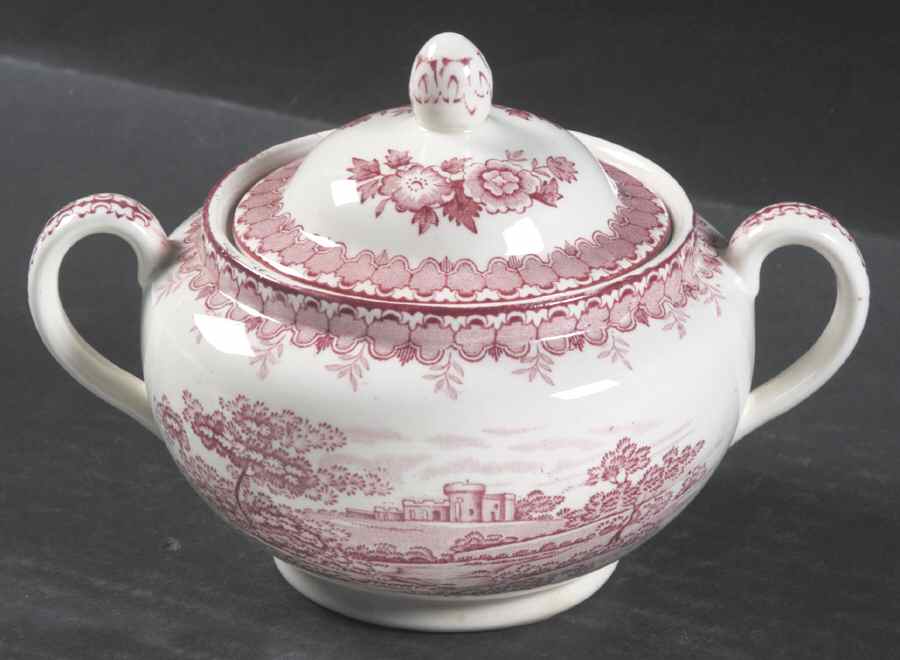 Woodland Pink Sugar Bowl & Lid by Ridgway (Ridgways)-1