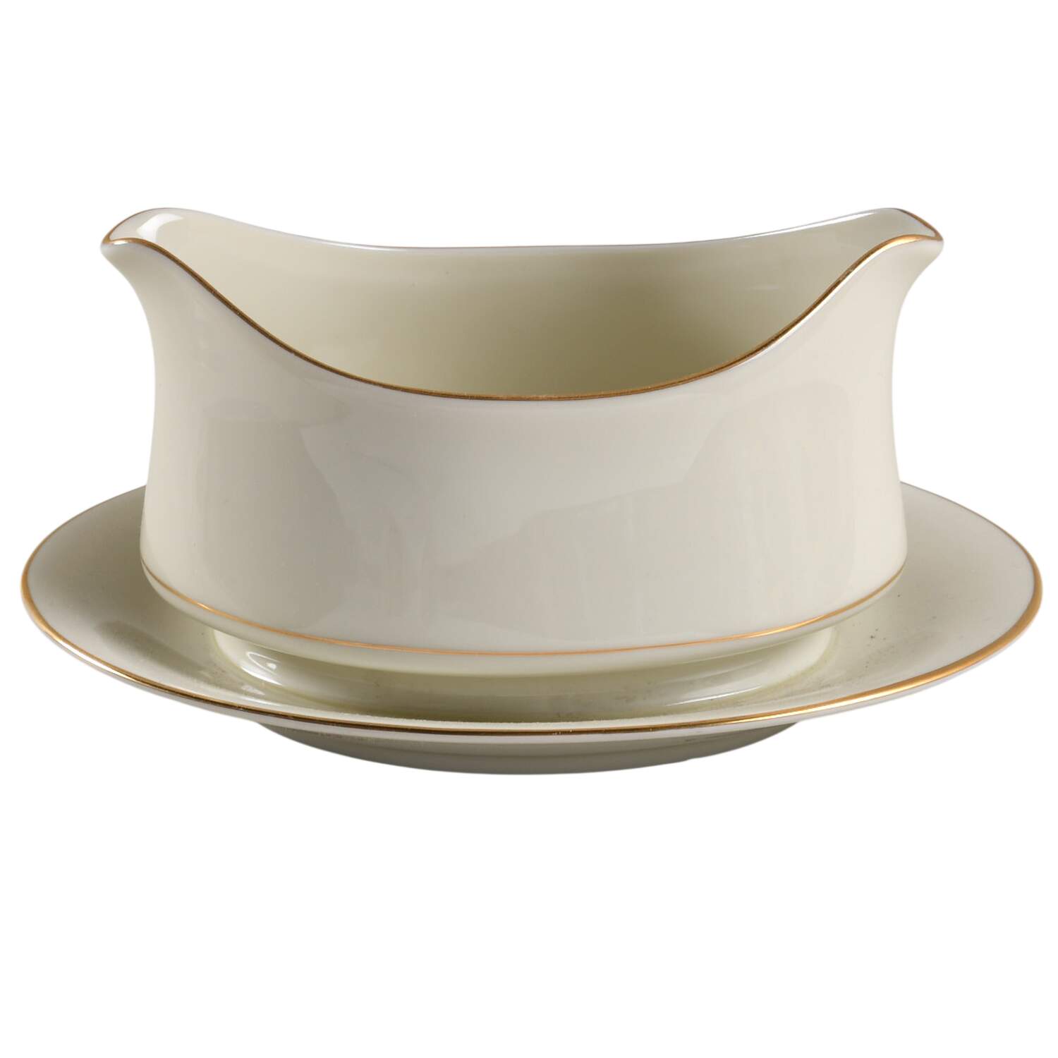 Golden Ivory Gravy Boat with Attached Underplate by Royal Limited-1
