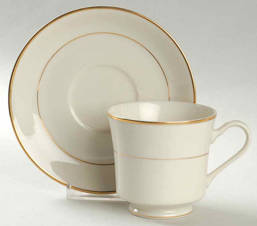 Golden Ivory Footed Cup & Saucer Set by Royal Limited-1