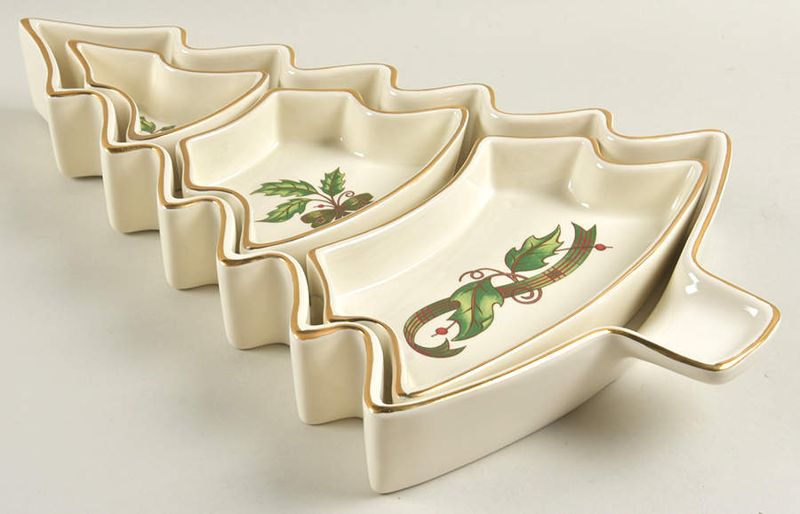 Holly Holiday 3 Section Tree Shaped Server W/Base by Royal Limited-1