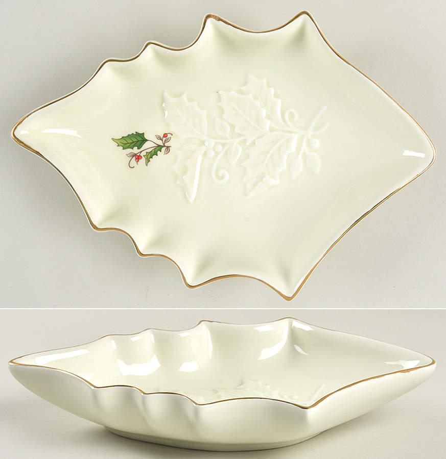 Holly Holiday 9" Leaf Dish by Royal Limited-1