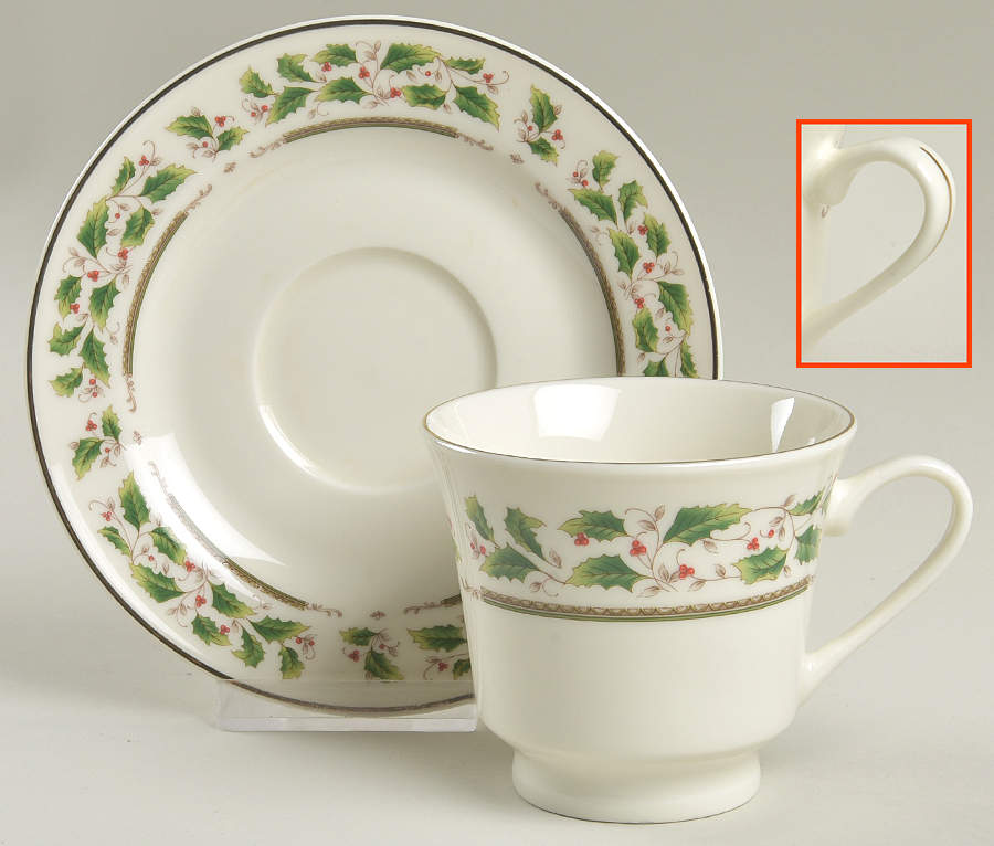 Holly Holiday Footed Cup & Saucer Set by Royal Limited-1