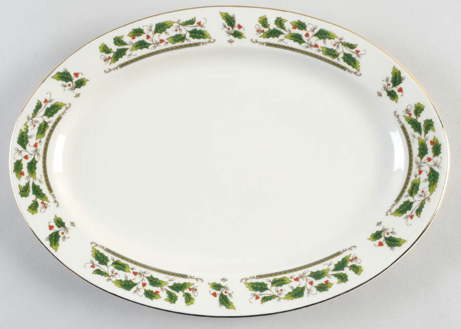 Holly Holiday 12" Oval Serving Platter by Royal Limited-1