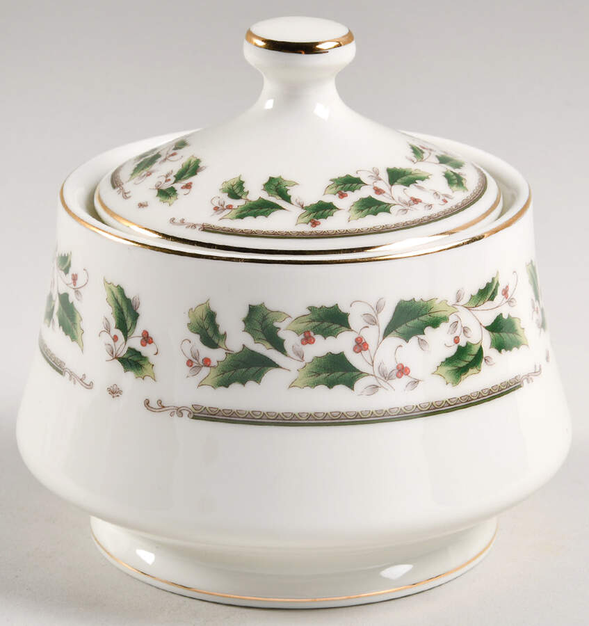 Holly Holiday Sugar Bowl & Lid by Royal Limited-1