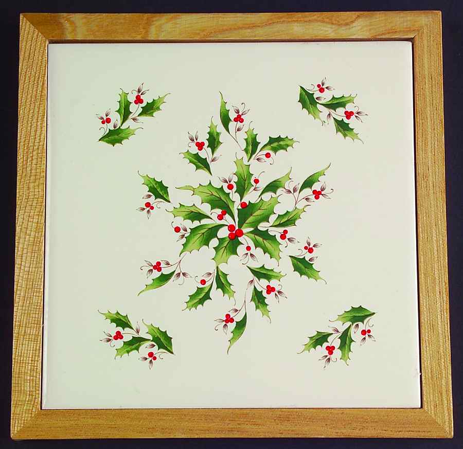 Holly Holiday Wood Frame Trivet by Royal Limited-1