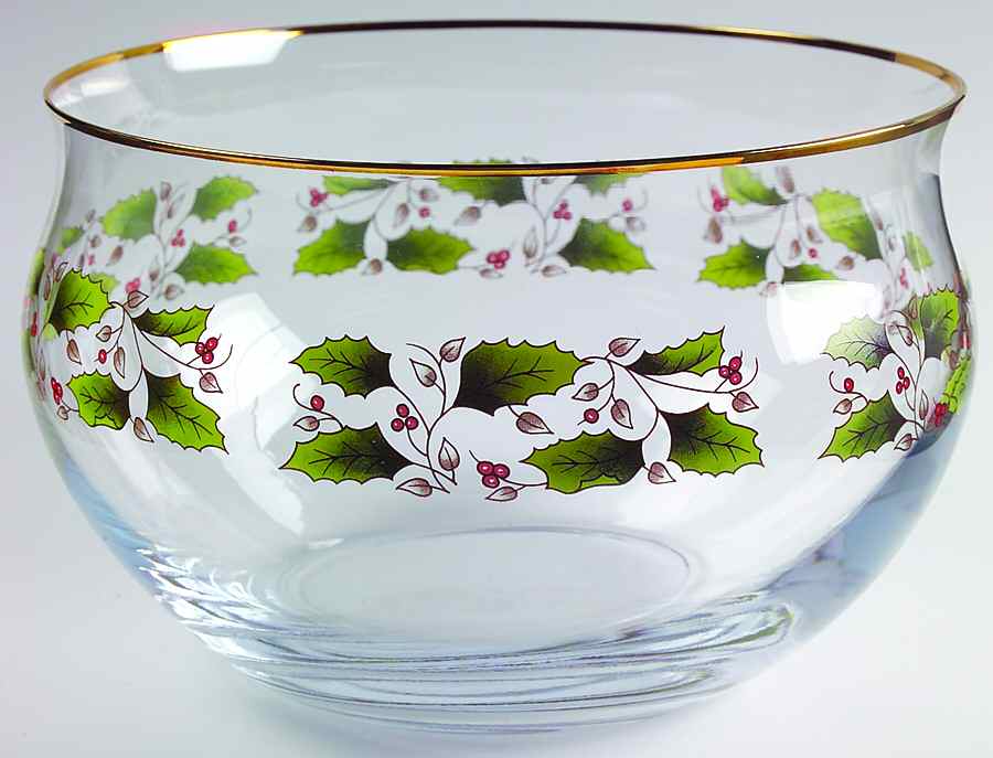 Holly Holiday 8" Glassware Salad Bowl by Royal Limited-1