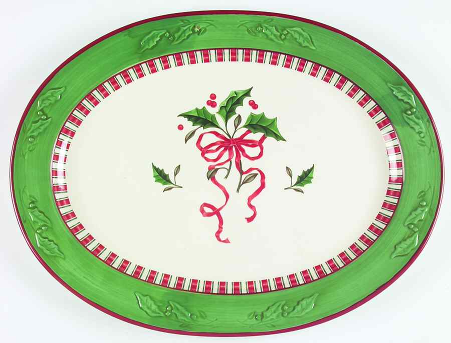 Holly Holiday 20" Sculpted Oval Serving Platter by Royal Limited-1