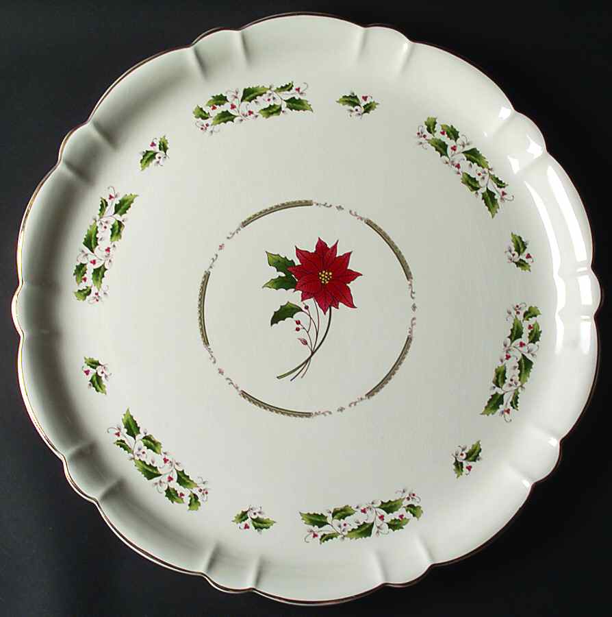 Holly Holiday 17" Round Tray by Royal Limited-1
