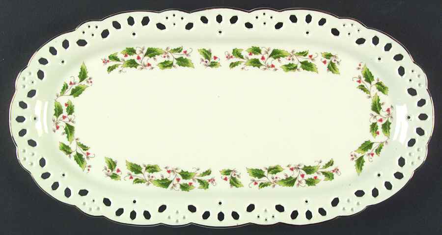 Holly Holiday Pierced Sandwich Tray by Royal Limited-1