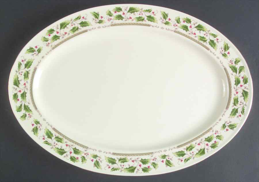 Holly Holiday 16" Oval Serving Platter by Royal Limited-1