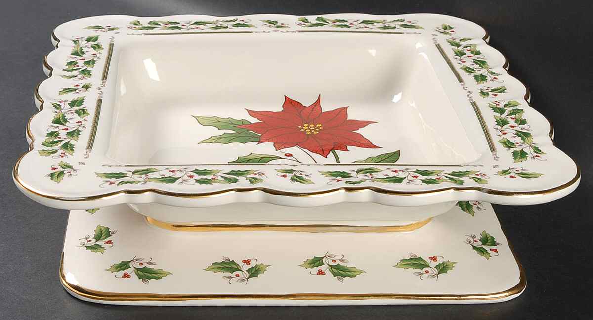 Holly Holiday Square Hors d'Oevre Dish by Royal Limited-1