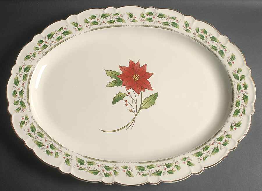 Holly Holiday 20" Oval Serving Platter by Royal Limited-1