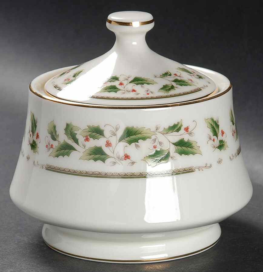 Holly Holiday Sugar Bowl & Lid by Royal Limited-1