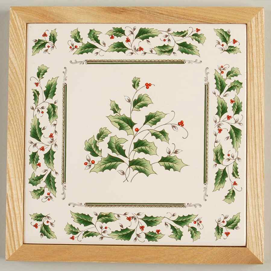Holly Holiday Wood Frame Trivet by Royal Limited-1