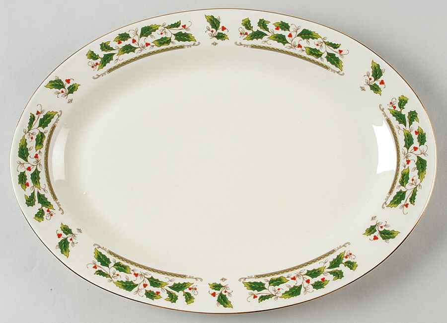 Holly Holiday 14" Oval Serving Platter by Royal Limited-1