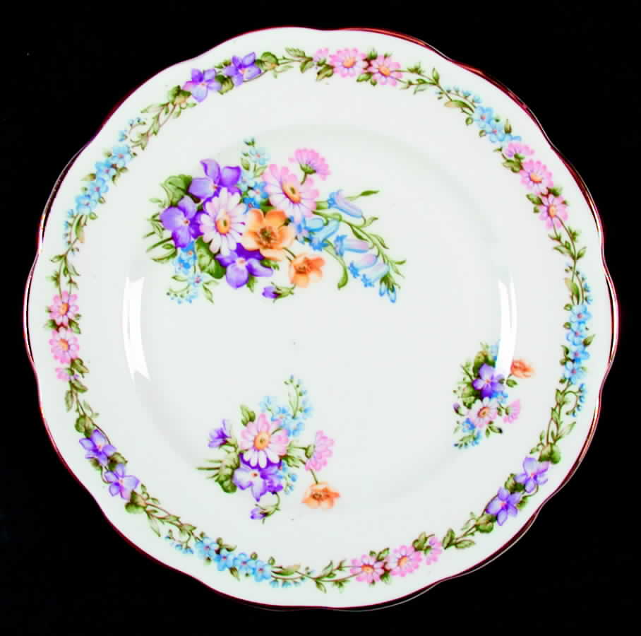 Garland (Smooth Gold Trim) Salad Plate by Roslyn (England)-1